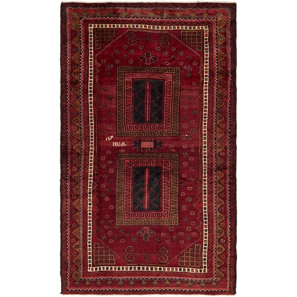 Hand Knotted Shiraz Semi Antique Wool Area Rug - 5' 7 x 9' 6
