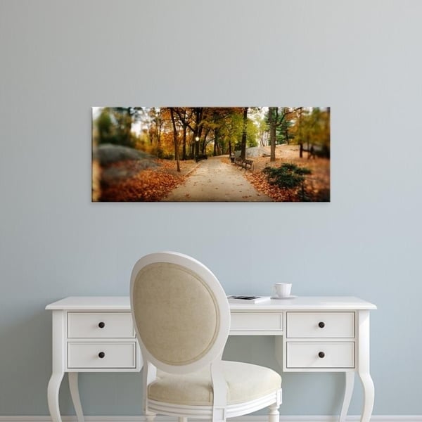 Easy Art Prints Panoramic Images's 'Walkway in a park, Central Park, Manhattan, New York City' Premium Canvas Art