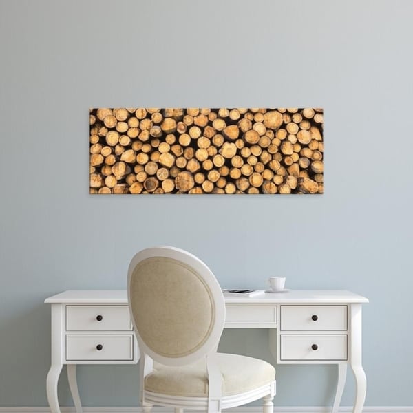 Easy Art Prints Panoramic Images's 'Stack of wooden logs, Black Forest, Baden-Wurttemberg, Germany' Premium Canvas Art
