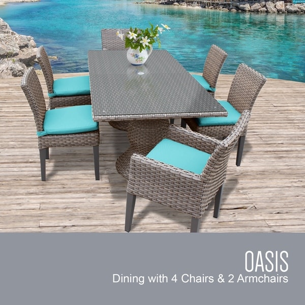 Monterey Rectangular Outdoor Patio Dining Table with 4 Armless Chairs and 2 Chairs w/ Arms