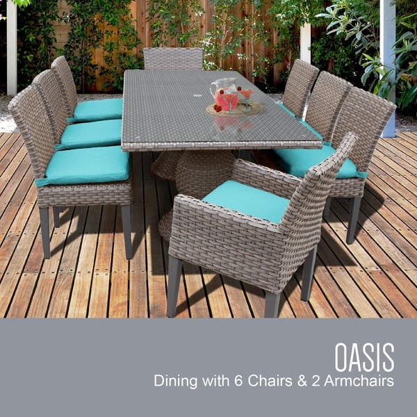 Monterey Rectangular Outdoor Patio Dining Table With 6 Armless Chairs And 2 Chairs W/ Arms