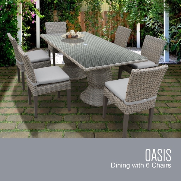 Monterey Rectangular Outdoor Patio Dining Table with 6 Armless Chairs