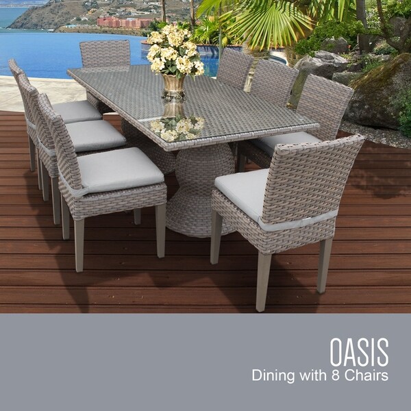 Monterey Rectangular Outdoor Patio Dining Table with 8 Armless Chairs