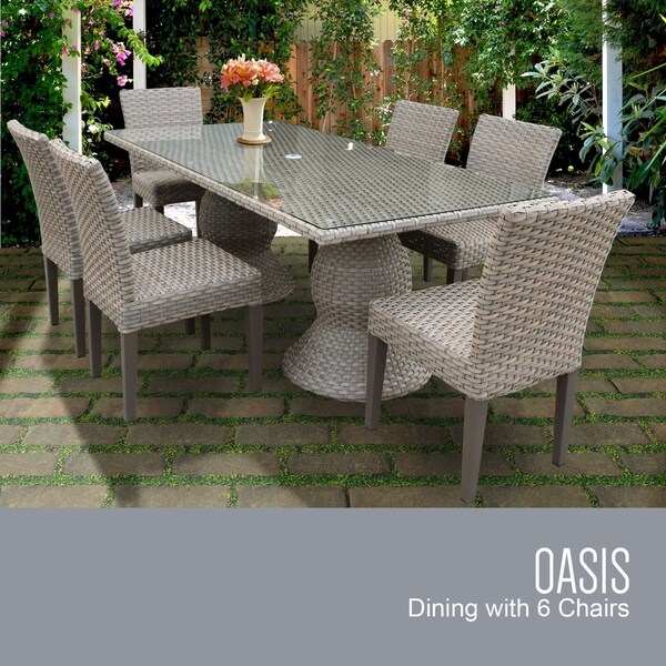 Monterey Rectangular Outdoor Patio Dining Table with 6 Armless Chairs