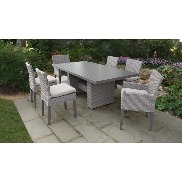 Monterey Rectangular Outdoor Patio Dining Table with 4 Armless Chairs and 2 Chairs w/ Arms