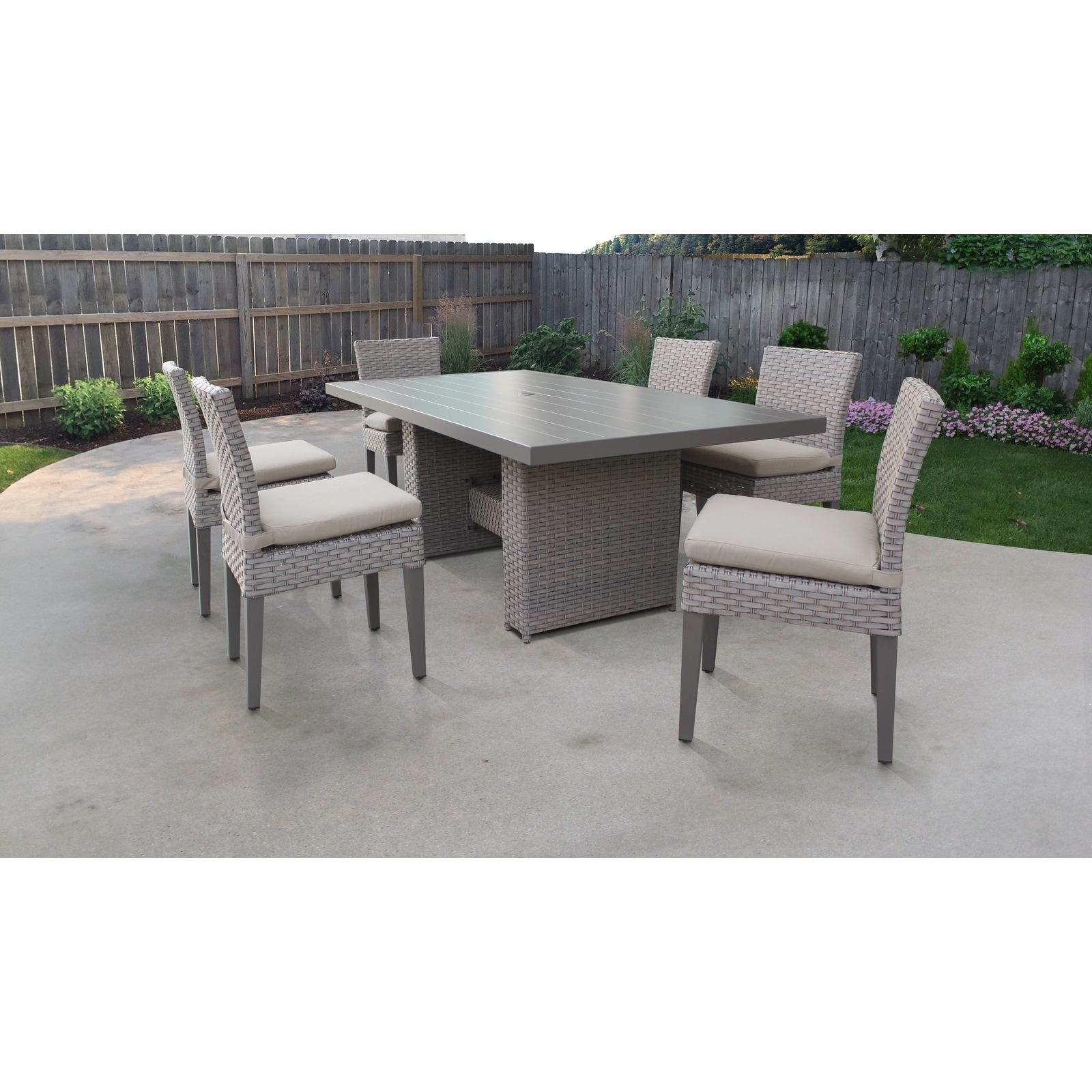 Monterey Rectangular Outdoor Patio Dining Table with 6 Armless Chairs