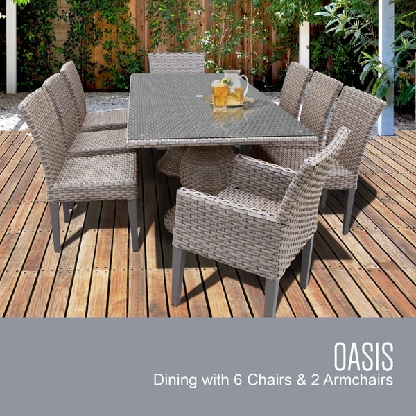 Monterey Rectangular Outdoor Patio Dining Table With 6 Armless Chairs And 2 Chairs W/ Arms