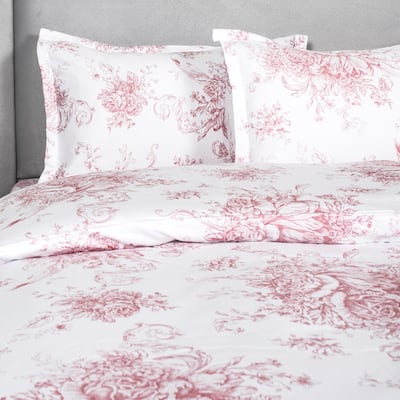 Printed Design Cotton Collection 400 Thread Count Mauve Toile Duvet Set