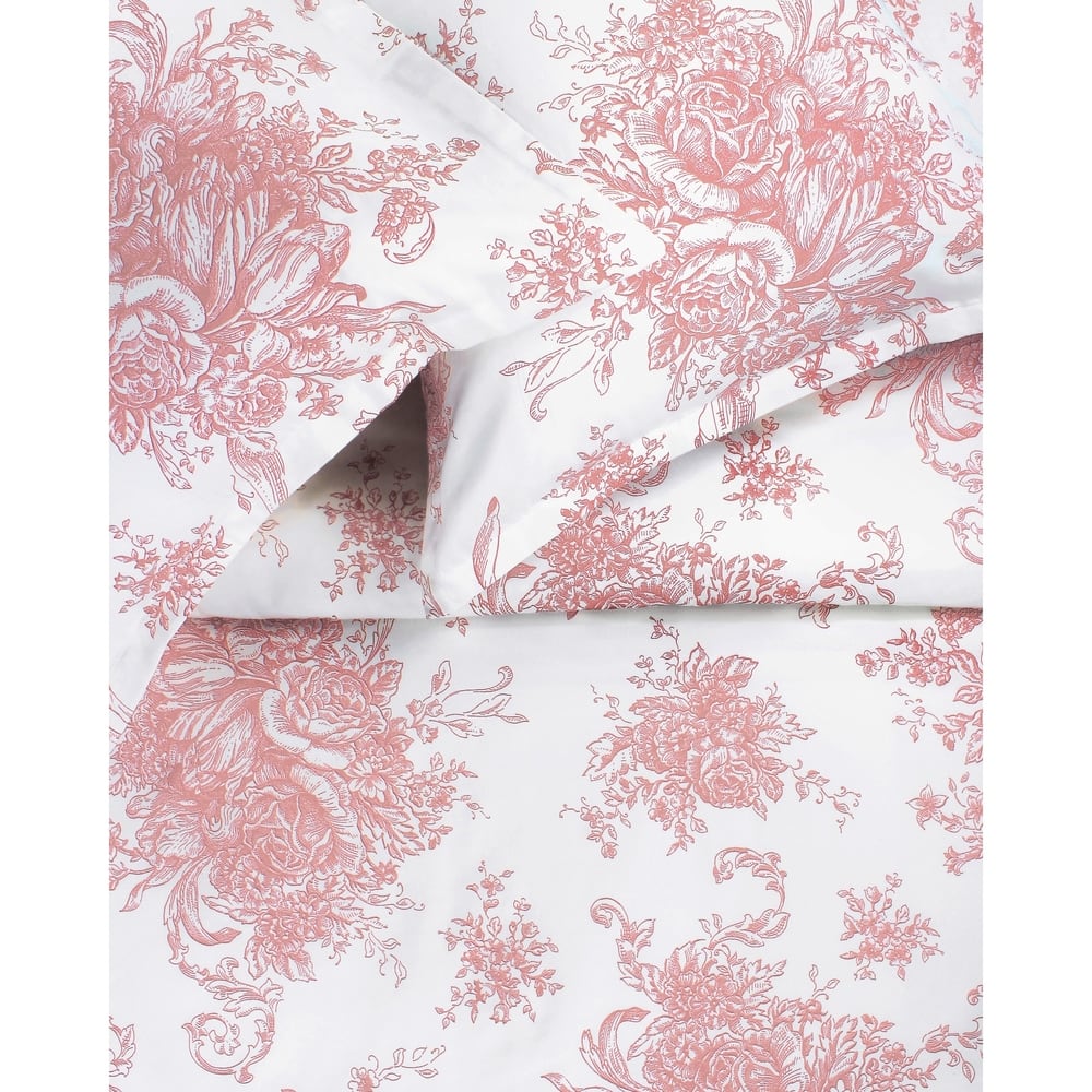 Printed Design Cotton Collection 400 Thread Count Mauve Toile Duvet Set