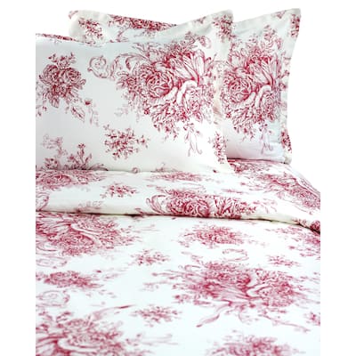 Printed Design Cotton Collection 400 Thread Count Red Toile Duvet Set