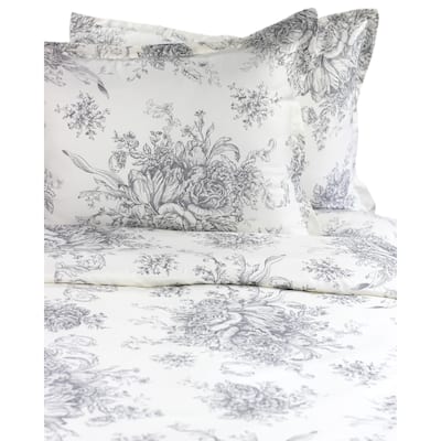 Printed Design Cotton Collection 400 Thread Count Grey Toile Duvet Set