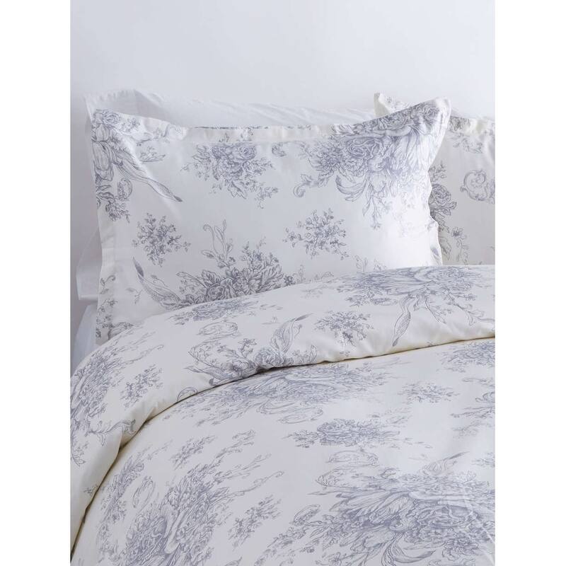 Printed Design Cotton Collection 400 Thread Count Grey Toile Duvet Set