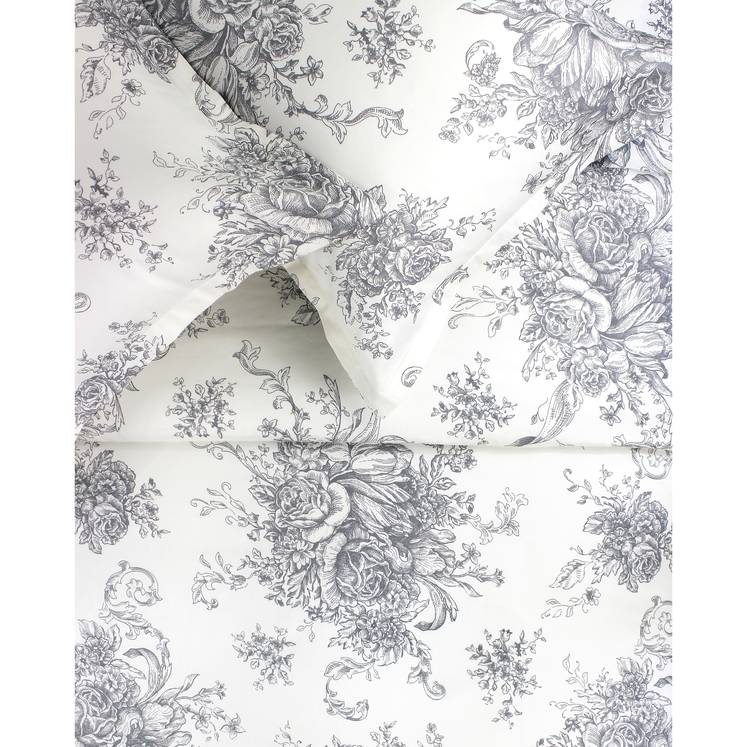 Printed Design Cotton Collection 400 Thread Count Grey Toile Duvet Set