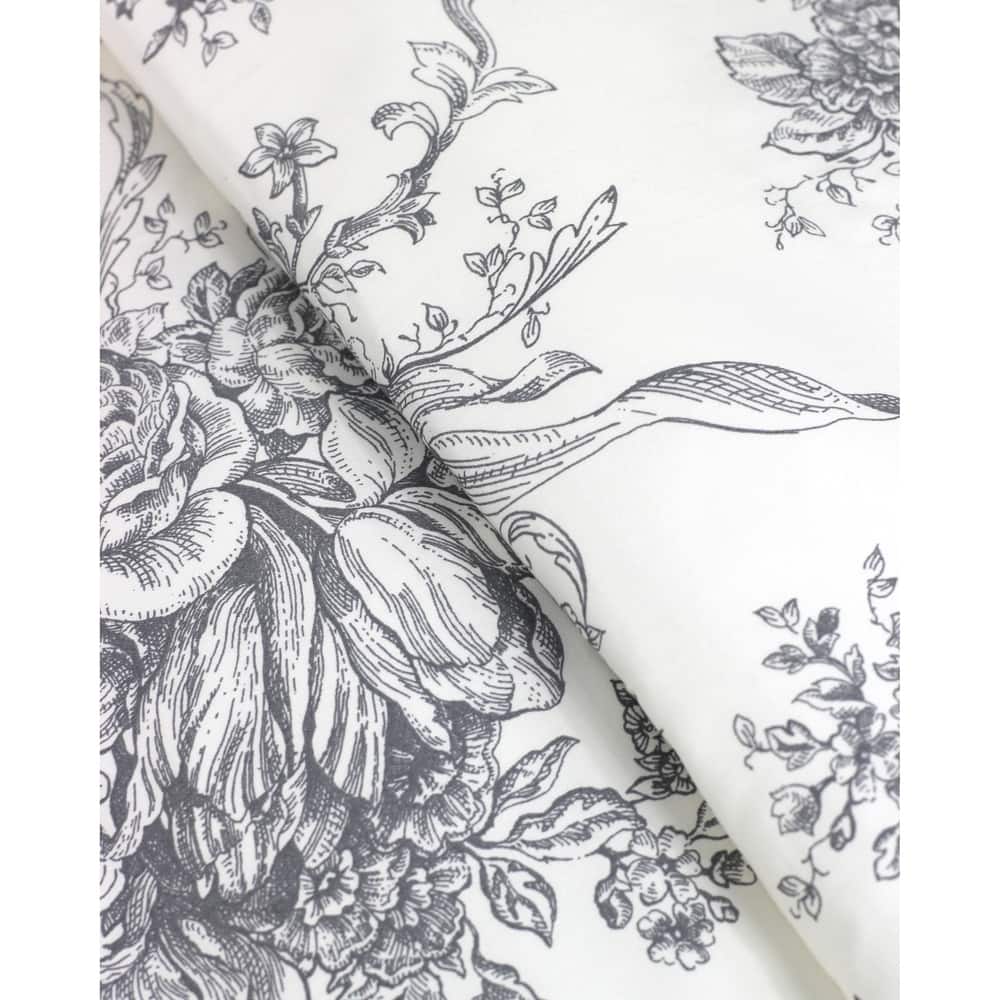 Printed Design Cotton Collection 400 Thread Count Grey Toile Duvet Set