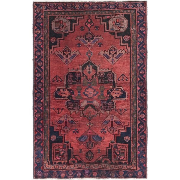 Hand Knotted Shiraz Semi Antique Wool Area Rug - 4' x 6' 3