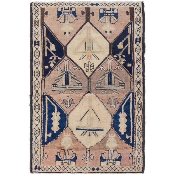 Hand Knotted Shiraz Antique Wool Area Rug - 4' 2 x 6' 2