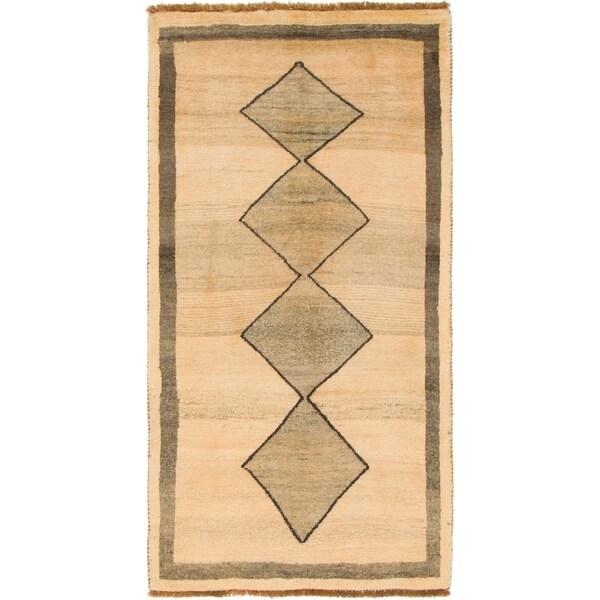 Hand Knotted Shiraz-Gabbeh Wool Runner Rug - 3' 2 x 6' 4