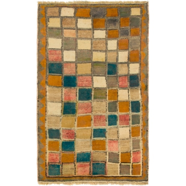 Hand Knotted Shiraz-Gabbeh Wool Area Rug - 3' 4 x 5' 7