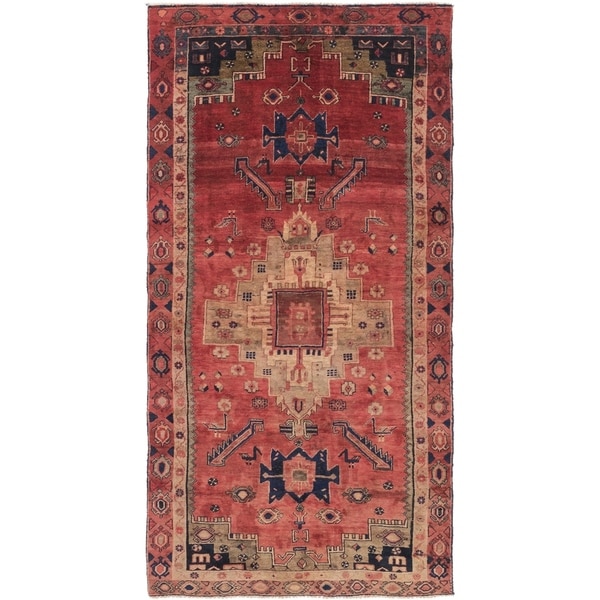 Hand Knotted Shiraz Semi Antique Wool Runner Rug - 4' 2 x 8' 8
