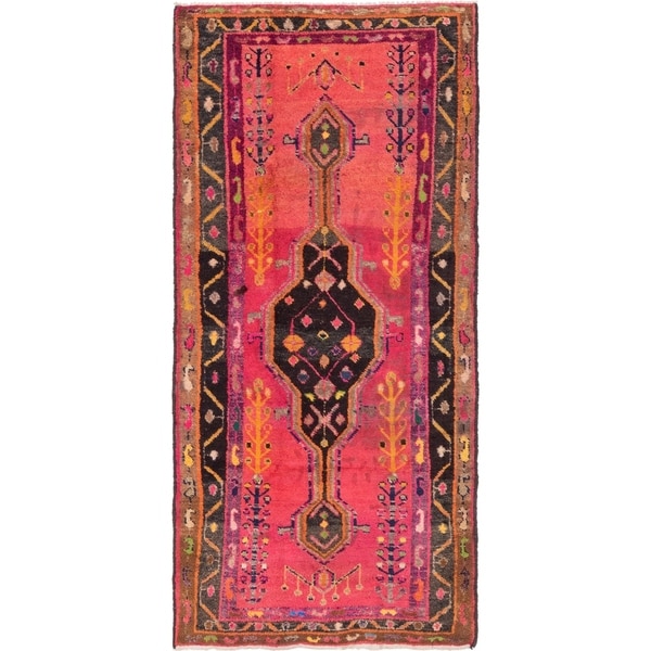 Hand Knotted Shiraz Semi Antique Wool Runner Rug - 3' 9 x 7' 10