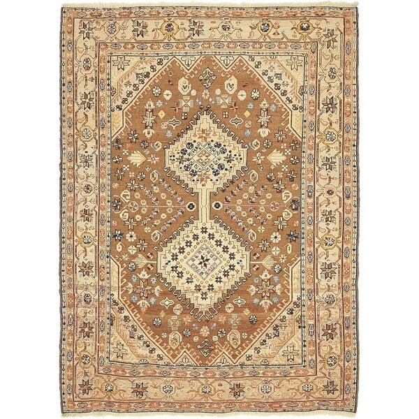 Hand Knotted Sirjan Wool Area Rug - 4' 4 x 5' 10