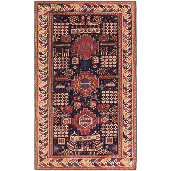 Hand Knotted Shirvan Wool Area Rug - 5' 3 x 9'
