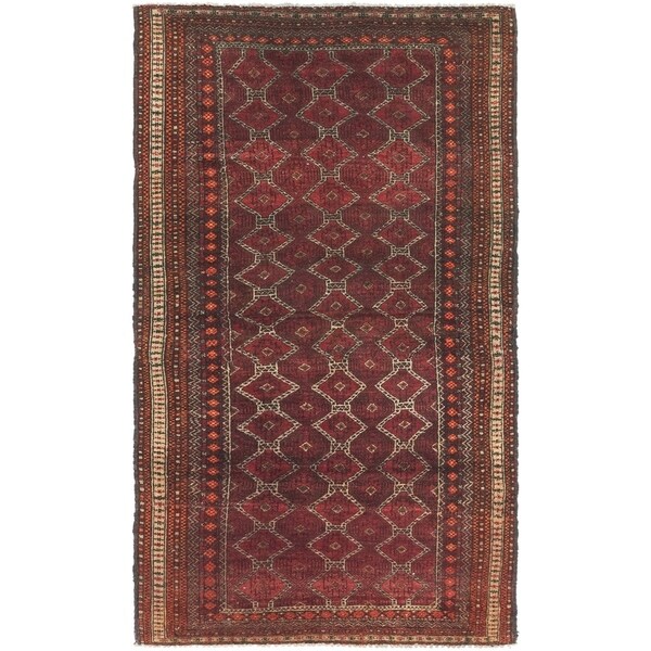 Hand Knotted Shiraz Semi Antique Wool Area Rug - 3' 3 x 5' 7