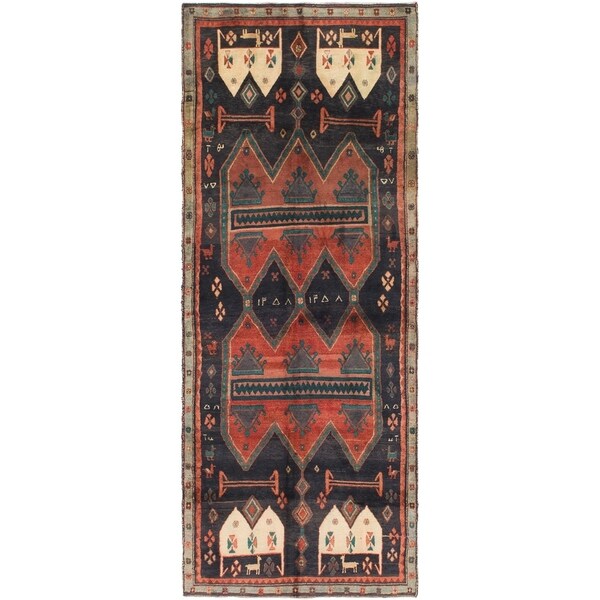 Hand Knotted Sirjan Antique Wool Runner Rug - 3' 8 x 9' 9