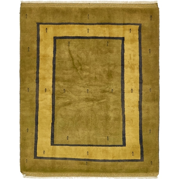 Hand Knotted Shiraz-Gabbeh Wool Area Rug - 5' 2 x 6' 3