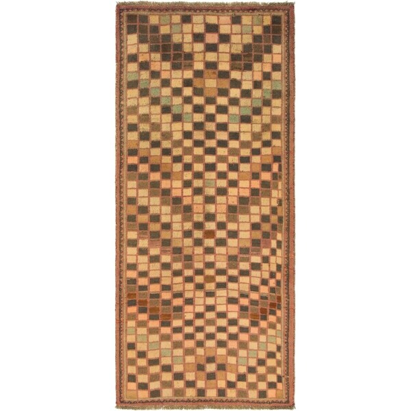Hand Knotted Shiraz-Gabbeh Semi Antique Wool Runner Rug - 3' 2 x 7' 5