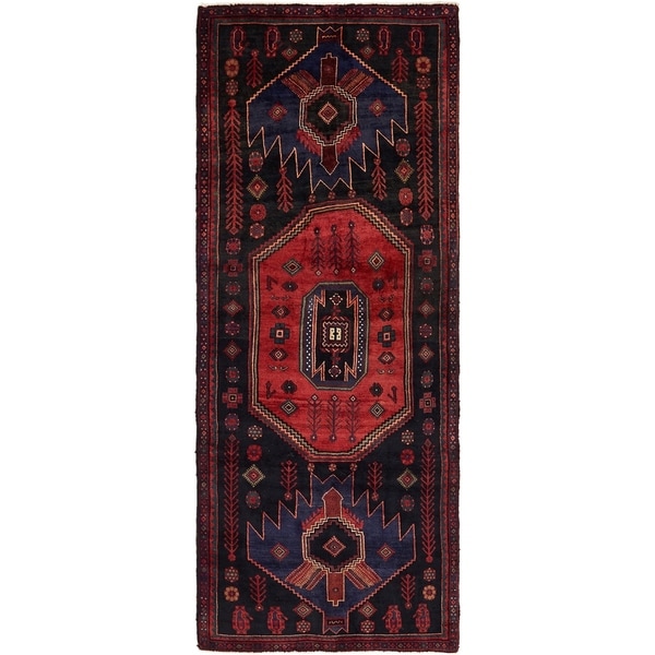 Hand Knotted Sirjan Semi Antique Wool Runner Rug - 3' 10 x 10' 5