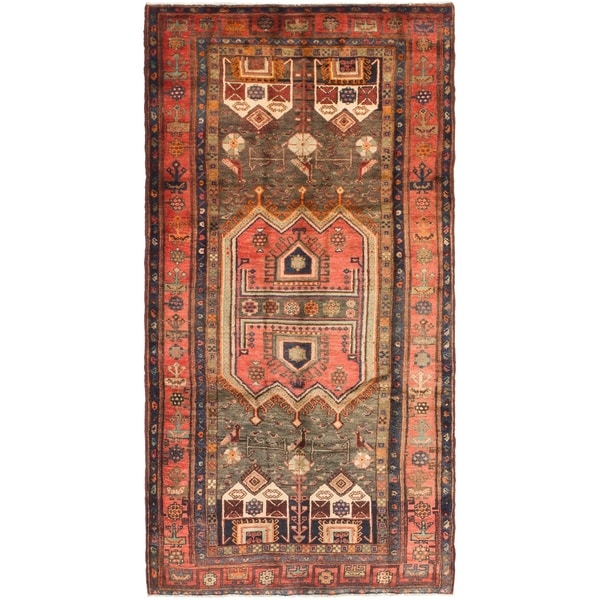 Hand Knotted Sirjan Antique Wool Runner Rug - 4' 5 x 9'
