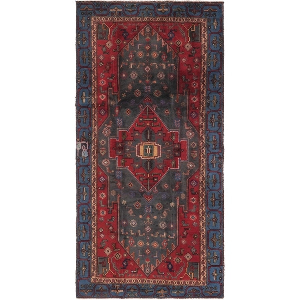 Hand Knotted Sirjan Semi Antique Wool Runner Rug - 4' 7 x 9' 5