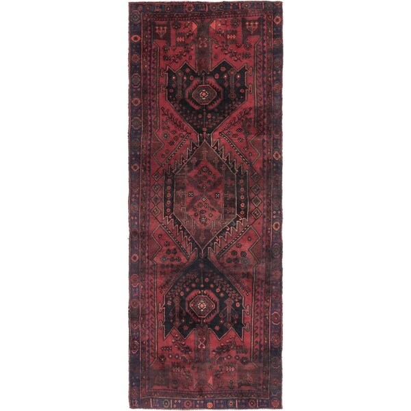 Hand Knotted Sirjan Semi Antique Wool Runner Rug - 4' 9 x 12' 9