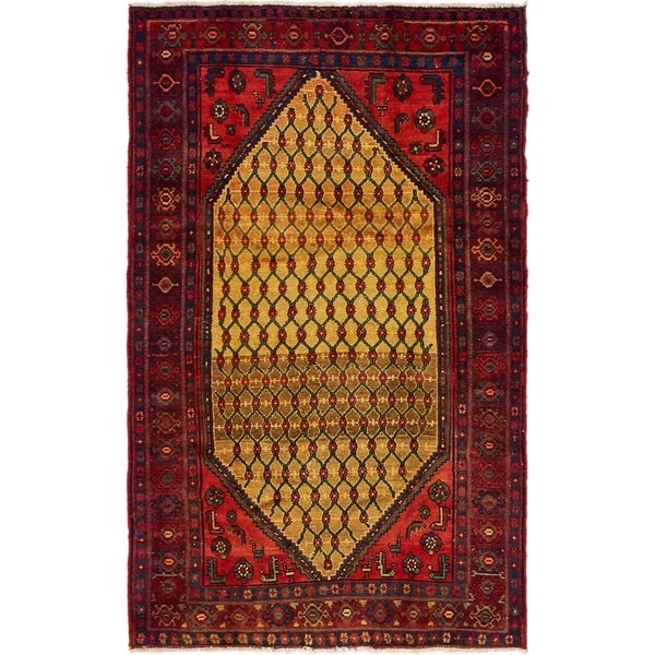 Hand Knotted Songhor Semi Antique Wool Area Rug - 4' 3 x 6' 7
