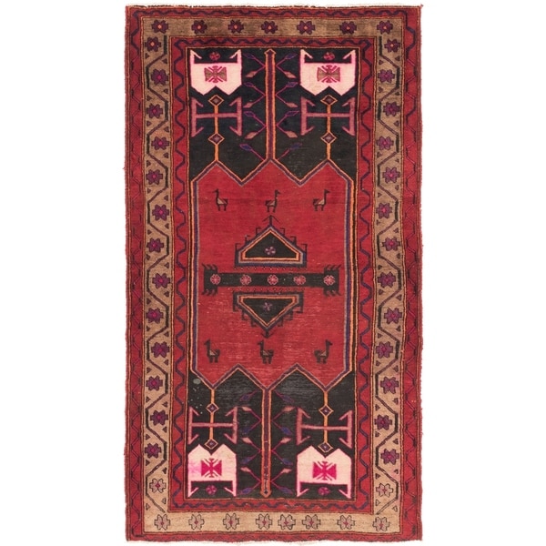 Hand Knotted Sirjan Antique Wool Area Rug - 4' 3 x 8'