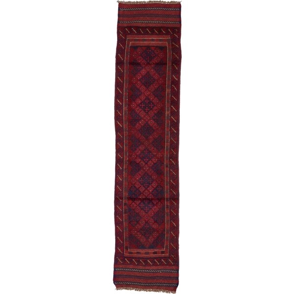 Hand Woven Sumak Wool Runner Rug - 2' x 8' 7
