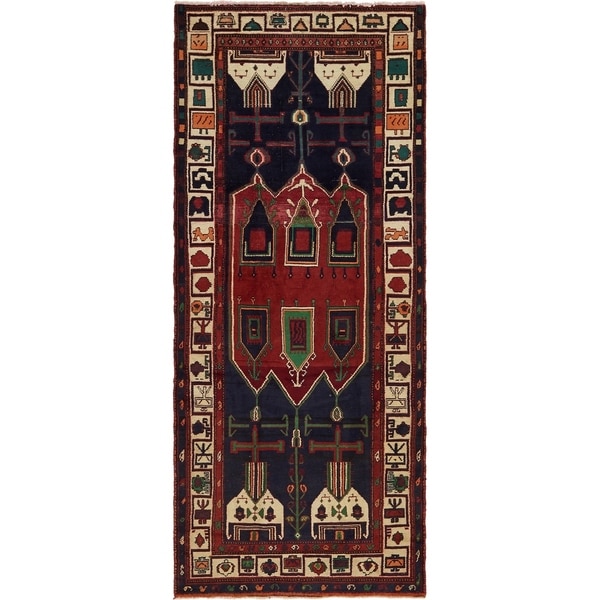 Hand Knotted Sirjan Antique Wool Runner Rug - 4' 2 x 10' 2
