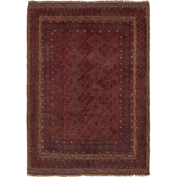 Hand Knotted Sumak Wool Area Rug - 4' 2 x 5' 10