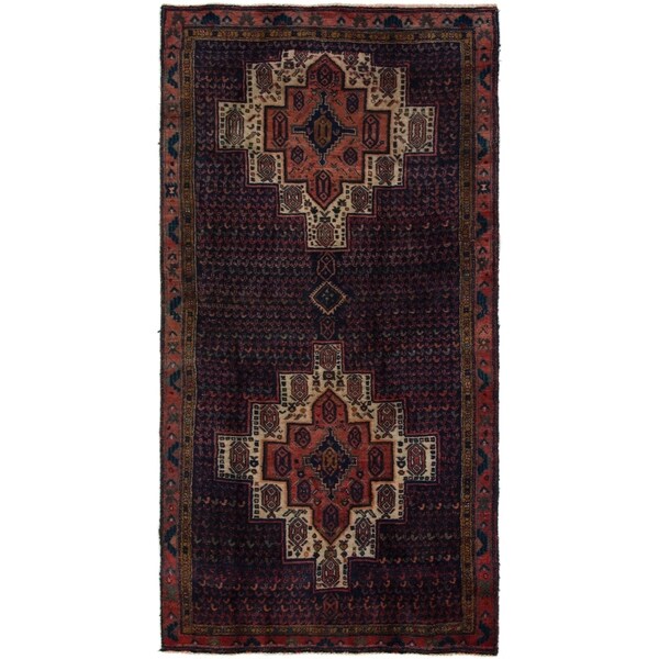 Hand Knotted Sirjan Semi Antique Wool Runner Rug - 4' 2 x 7' 10