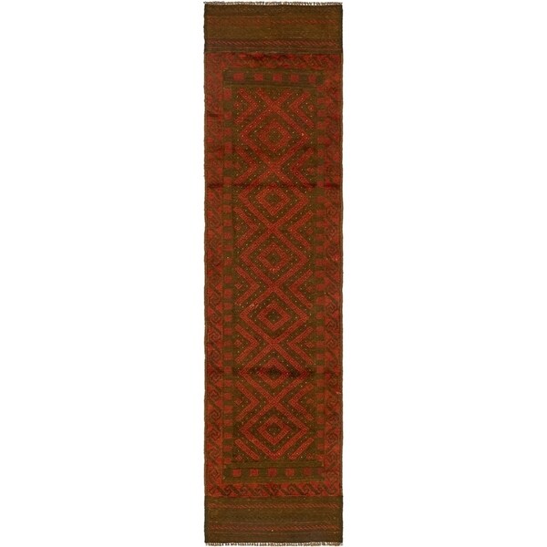 Hand Knotted Sumak Wool Runner Rug - 2' x 8' 5