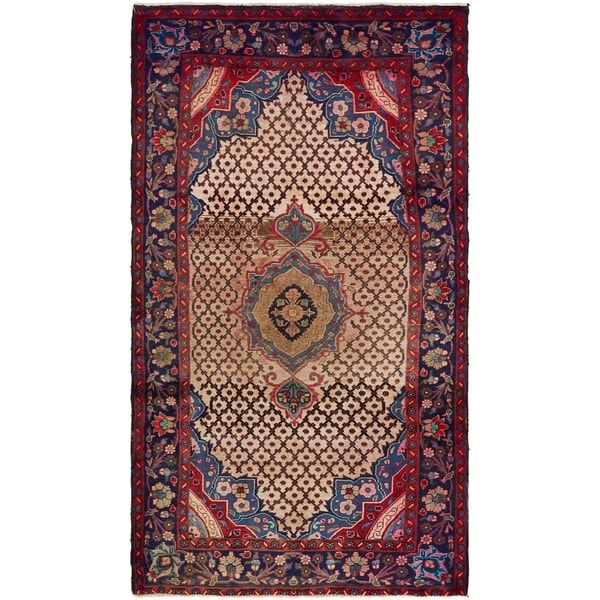 Hand Knotted Songhor Semi Antique Wool Area Rug - 4' 10 x 8' 8