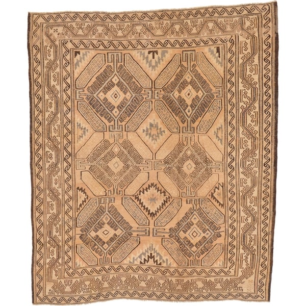 Hand Woven Sumak Wool Area Rug - 6' 6 x 7' 8