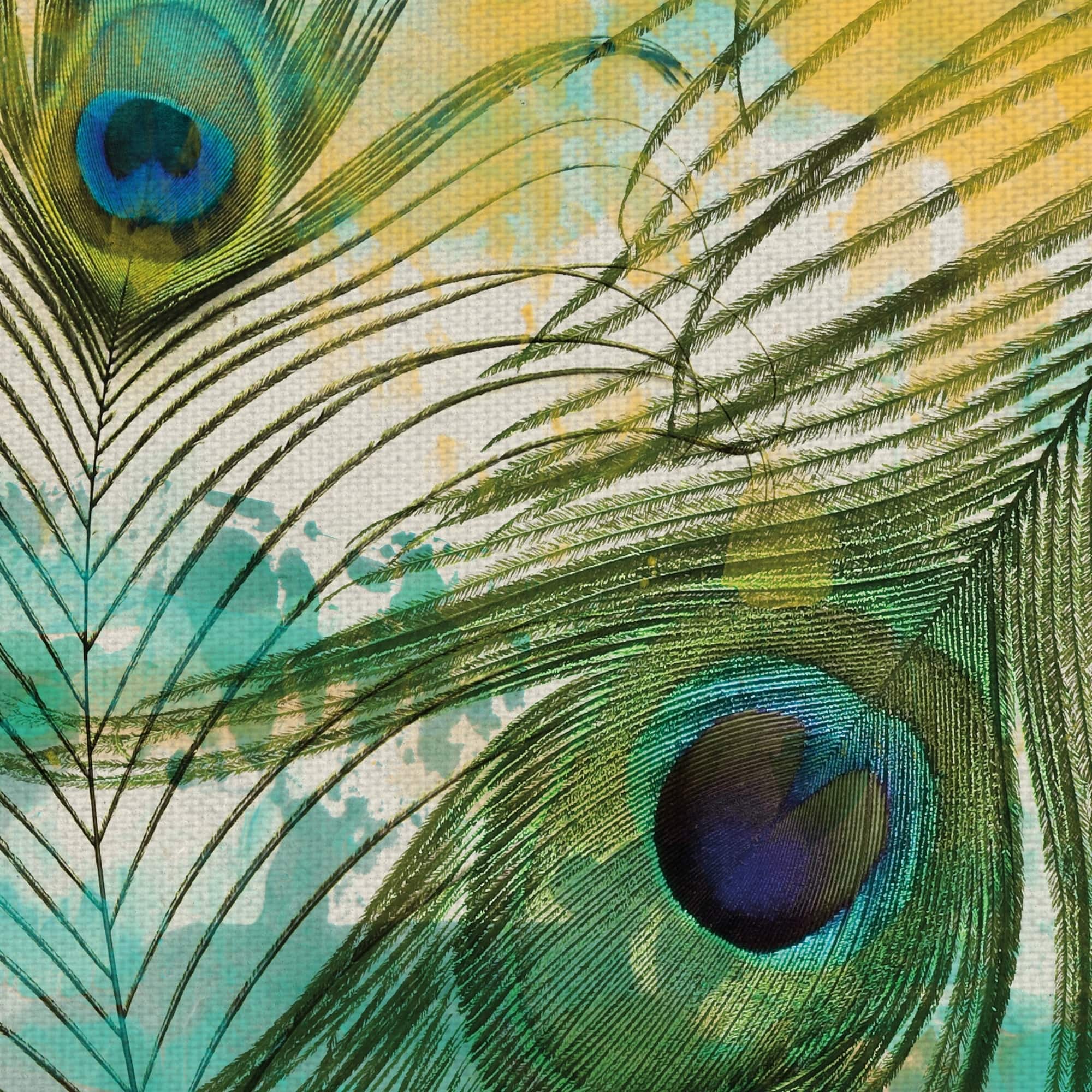 Masterpiece Art Gallery Painted Peacock Feathers Canvas Art Print Bed