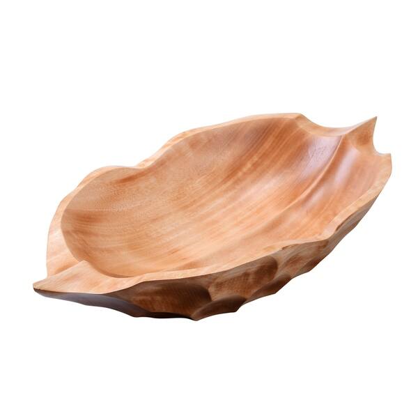 Villacera Handmade Large Mango Wood Decorative Fruit Bowl Pea Villacera Handmade Large Mango Wood Decorative Fruit Bowl Pea Pod Shaped Serving Dish