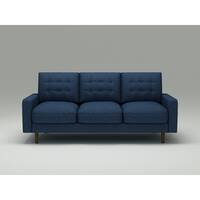 US Pride Furniture Ruthe Blue Matte Velvet and Wood Mid-century Modern Sofa