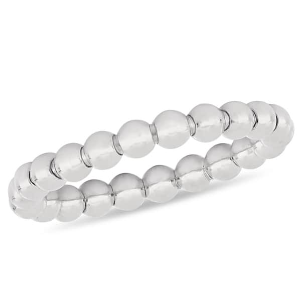 Black beaded ring Flexible ring Ring for women Silver