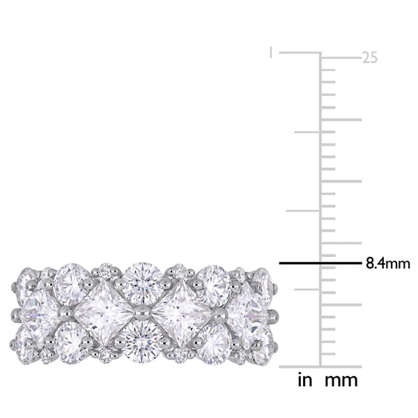 Miadora 3 1/10ct DEW Princess-cut Moissanite & 1/10ct TDW Diamond Anniversary Band in 10k White Gold