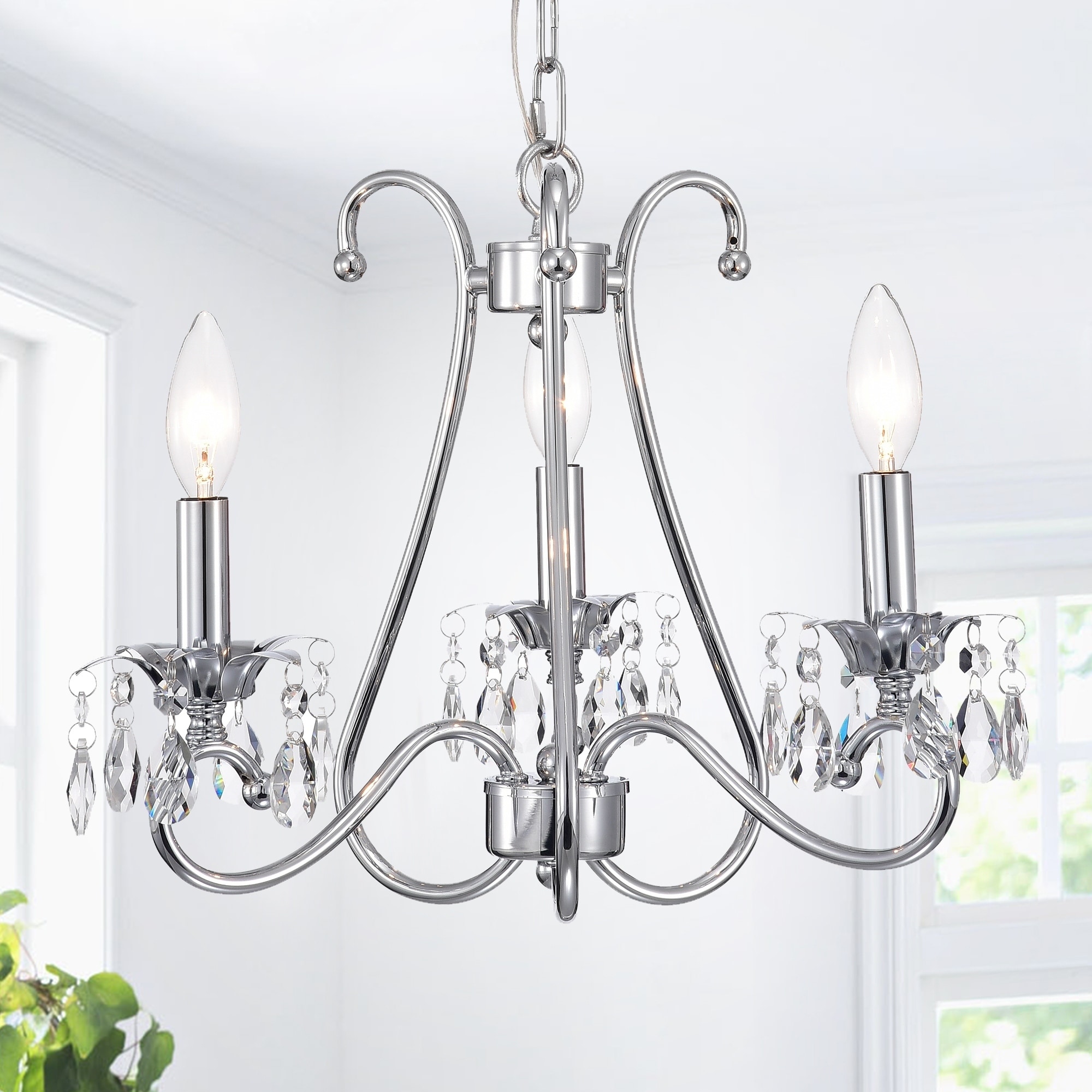 Warehouse of Tiffany Lustrous 3-Light Chandelier with Chrome Finish