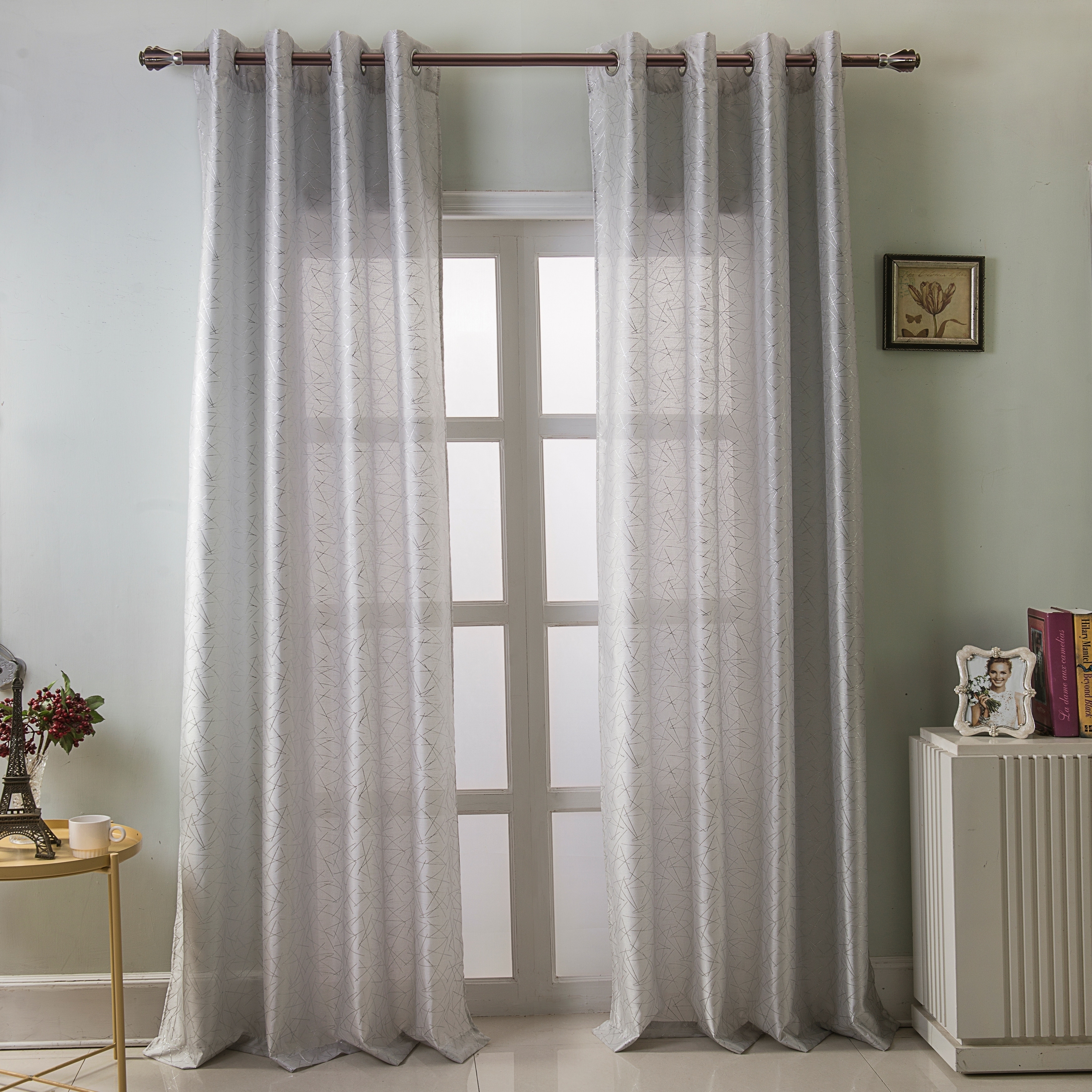 Grommet Single Curtain Panel Spyder Lace 54 X 90 In Garden